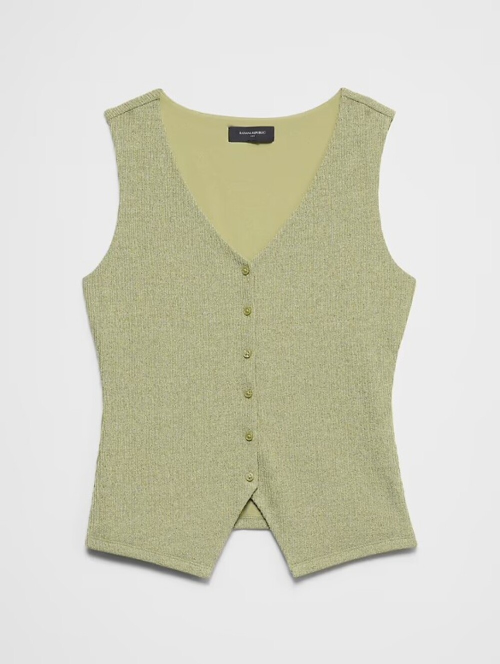 Banana Republic Factory Jacquard Crinkled Vest Top Mosstone Green M